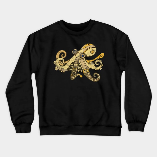 Steampunk Octopus Vintage Distressed Crewneck Sweatshirt by guitar75